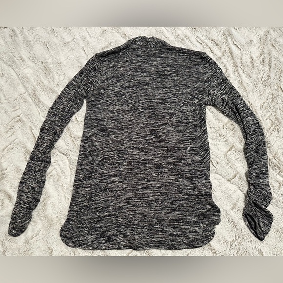 Max Studio Heather Gray Deep V Neck Wrap Draped Open Sweater - Picture 9 of 10